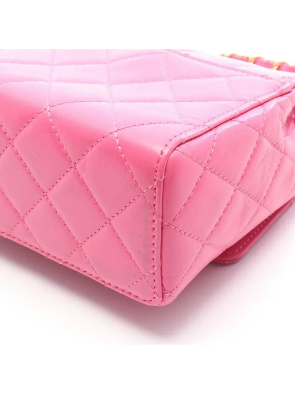 Chanel Shoulder Bag Quilted Small Flap Pink Leather Chain